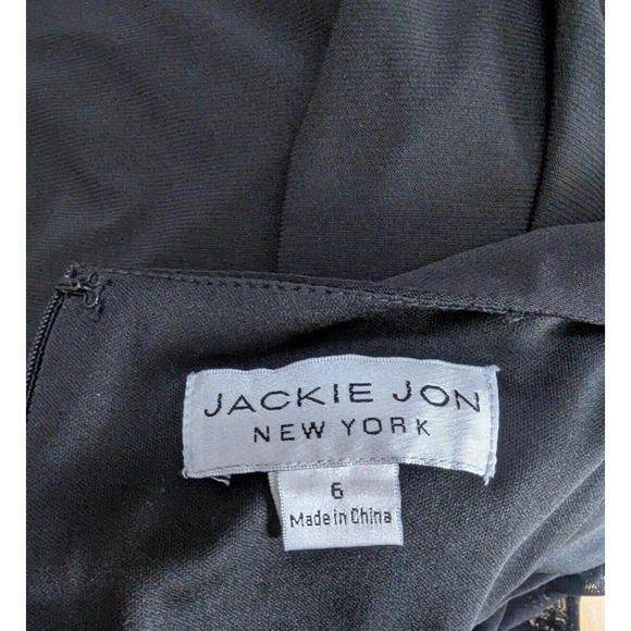 Jackie Jon Black Beaded Mesh Sleeveless Formal Maxi Gown Dress Size 6 A1 - Picture 7 of 7